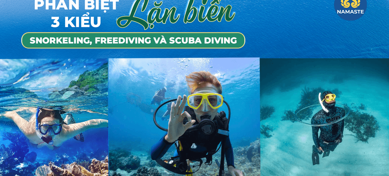 Phân biệt 3 kiểu lặn biển Snorkeling, Freediving và Scuba Diving